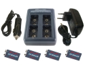 iPowerUS Kit deluxe: Caricabatterie + 4 batterie 9V - 800mAh