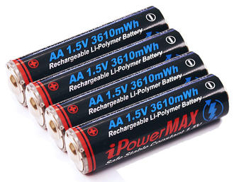 4 batterie al litio stilo AA 1,5 v 3500 mWh ricaricabili +