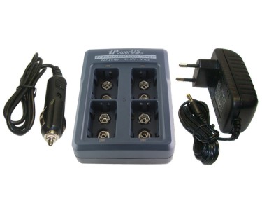 iPowerUS Carica-batterie veloce per 4 batterie 9 Volt