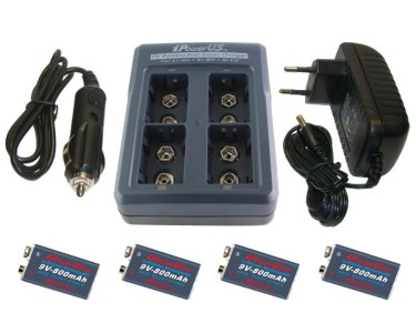 iPowerUS Deluxe kit: Charger + 4xBatteries 9V - 800mAh