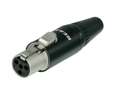 REAN TA4FC-B Connettore 4 pin Femmina, mini-XLR, contatti oro, nero