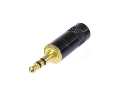 REAN NYS 231BG 3.5 mm plug, 3-pole, black metal handle, gold plated cont