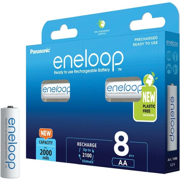 ENELOOP Batterie AA ricaricabili, 2000mAh, 2100 ricariche, bl. 8