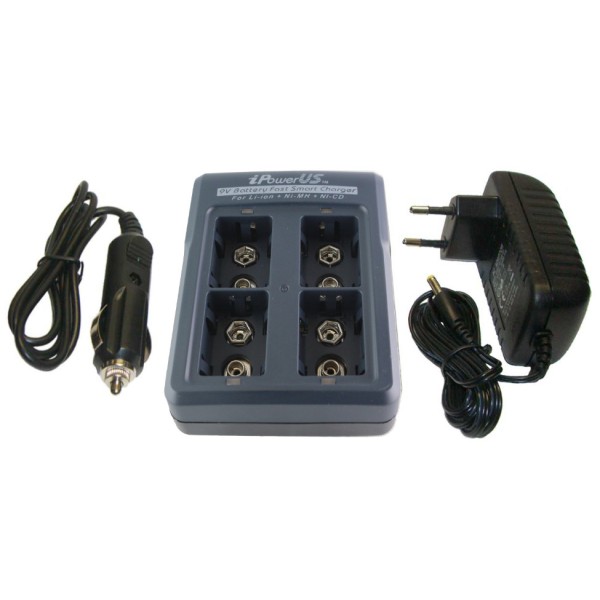 iPowerUS Carica-batterie veloce per 4 batterie 9 Volt