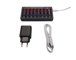 iPowerUS Kit Caricabatterie USB + 8 batterie AA 1.5V - 2600mWh