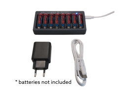 iPowerUS Carica batterie veloce USB per 8 stilo size AA