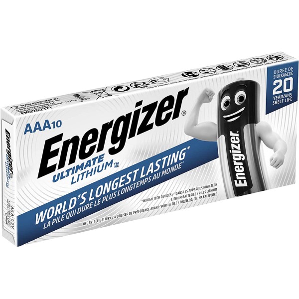 ENERGIZER Batteria al Litio Ultimate, 1,5 Volt AAA, 1260mAh, cf da 10 AAA