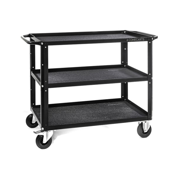 CONECARTS Large Cart, 3 shelves 925x605 mm, fabric mat, ø125 mm wheels