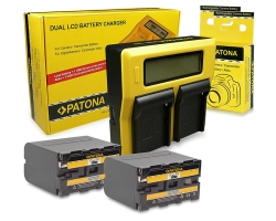 PATONA Kit, DUAL LCD Battery Charger plus 2x NP-F970 6600mAh batteries,74Wh