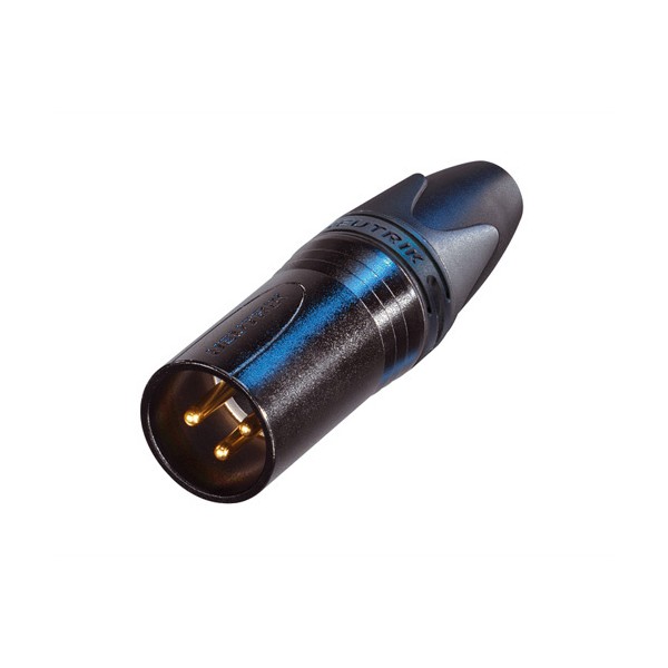 NEUTRIK NC3 MXX-B 3 pole male cable connector with black housing, gold