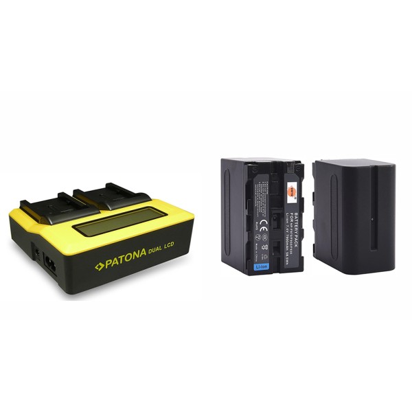 Kit 2x NP-F970 Batterie 7900mAh, caricabatterie doppio PATONA