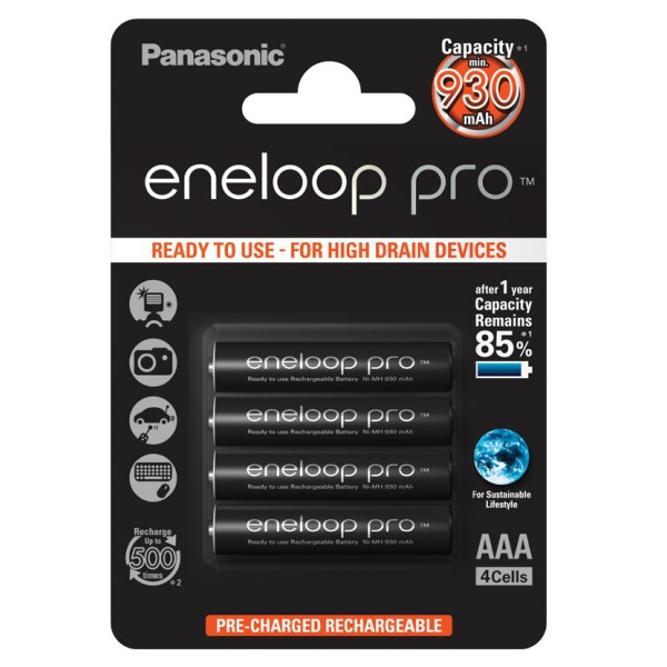 ENELOOP PRO Batterie AAA ricaricabili, 930 mAh, 500 ricariche