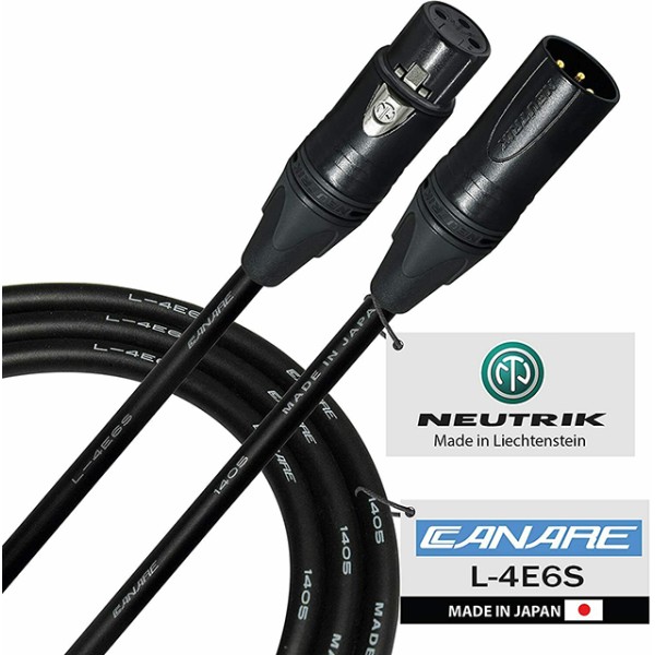 NAGRIT CANARE Starquad cable,  2 meters, XLR 3pin, 2xNeutrik, gold, black