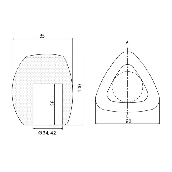 Schulze-Brakel 9042 F Foam, Flocked, triangular shape, H=100mm, L=85mm