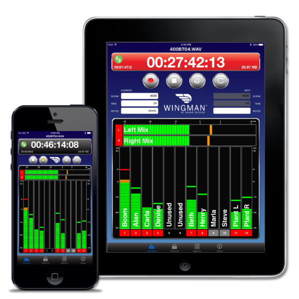 Sound Devices WM-Connect Wingman app interface