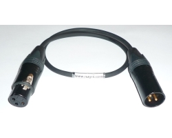 NAGRIT  Cordial microphone Cable, 2xNeutrik XLR M/F, black, gold, 45cm